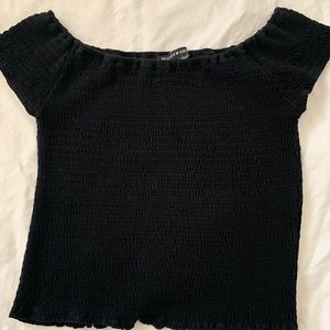 black ruffled off the shoulder brandy melville top